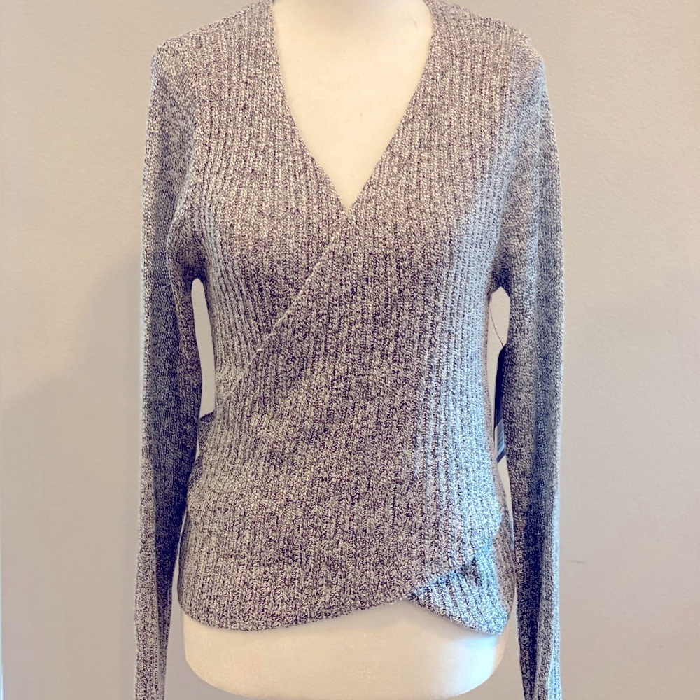NWT black & white wrap sweater